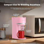 Mini Single Serve Coffee Maker for K Cup and Ground Coffee, Fast Brew One Cup Coffee Machine with Descaling Reminder and Water Window, 6 to 12 oz. Brew Sizes, Pink
