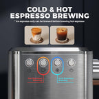 Espresso Machine - 20 Bar Coffee Maker with Milk Frother Steam Wand, Cold Brew Iced Coffee Maker, 1450W Semi-Automatic Coffee Machine with 34oz Water Tank for Latte