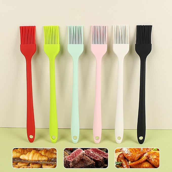 6Pcs Silicone Basting Brush Upgrade Pastry,Heat Resistant Brushes Premium Cooking Brush for Sauce Marinade Meat Glazing Oil BBQ Kitchen Cooking Baking Grilling Flavoring 19cm/7.48"(Small)