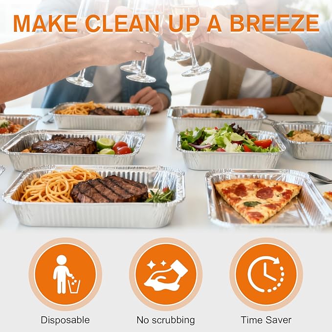 Redriver 7.7'' x 5.7'' Aluminum Foil Pans, 30 Pack Disposable Aluminum Pans, Deep Aluminum Trays, Square Cake Baking Tins for Cooking, Roasting, Heating, Catering Supplies, and Steam Tables(570ml)