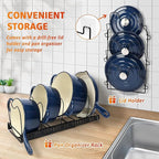 Hisencn Enameled Cast Iron Cookware Set - 7 Piece Set of Dutch Ovens, Sauce Pan, Skillet, 3 Lids, Dutch Oven Set, Ceramic Coated Cast Iron, Heavy Duty, Gas/Induction Compatible (Navy)
