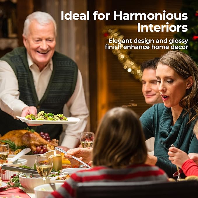 LIFVER Extra Large Serving Platters, 16"/14"/12" Rectangle Serving Trays, Serving Dishes for Entertaining, White Ceramic Platters for Serving Food Party, Turkey Platter for Thanksgiving, Set of 3