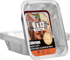 Half Size Aluminum Pans 9x13-10 Pack Aluminum Foil Pans, Heavy Duty Disposable Pans for Cooking, Storing, Prepping, and Freezing Food