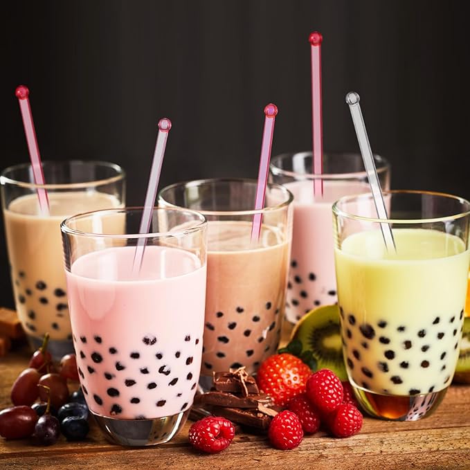 Mudder 100 Pieces Disposable Plastic Round Top Crystal Swizzle Sticks (Gradient Pink)