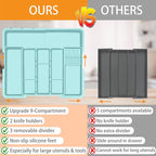 Utensil Drawer Organizer for Kitchen, Expandable Silverware Organizer Cooking Utensils Tray, Large Cutlery and Flatware Holder, Kitchen Tools & Gadgets Storage (Turquoise)