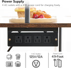HOOBRO Kitchen Bakers Rack with Power Outlets, 5-Tier Microwave Stand, Coffee Bar with S-Shaped Hooks, Kitchen Storage Shelf Rack for Living Room, Dining Room, Rustic Brown and Black BF80UHB01