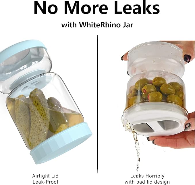 Glass Pickle Jar with Strainer Flip,34oz Pickle Container,Hourglass Pickle Juice Separator Jar for Olives,Gherkins or Sliced,Leakproof Dishwasher Safe