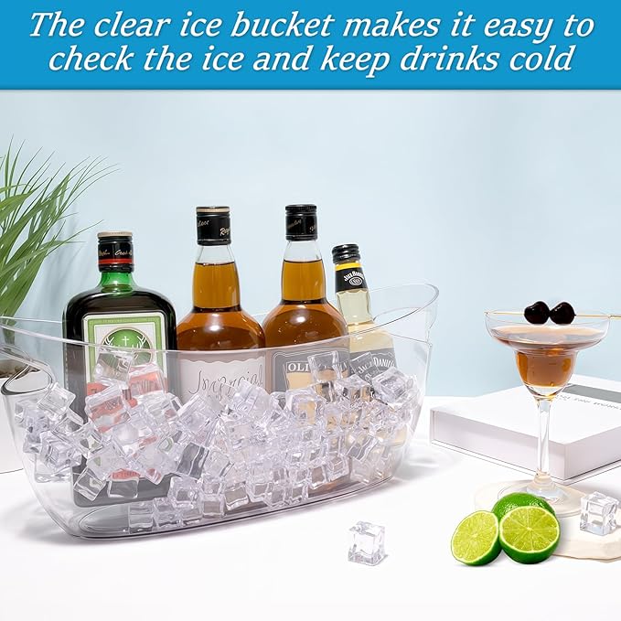 2Pcs Clear Ice Buckets for Parties, 5.5L Acrylic Champagne Bucket with Scoop, Mimosa Bar Supplies, Plastic Tub for Drinks, Cocktail Bar, Wine, Beer, Soda,Beverage,Cooler
