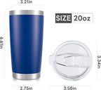 20 oz Tumbler with Lid Stainless Steel Double Wall Vacuum Insulated Tumblers Powder Coated Cups Travel Mug Keep Drinks Cold and Hot, Blue