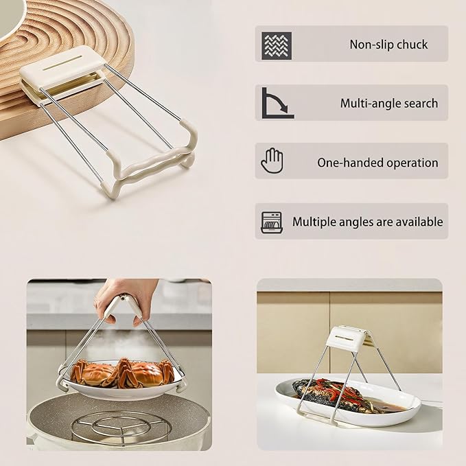 Hot Plate Gripper，bowl Holders for Hot Food，anti Scald Bowl Holder Clip，Stainless Steel Bowl Clip 2-Piece Set with Food Out From Instant Pot Microwave Oven，Air Fryer, Steamer