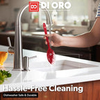 DIORO Silicone Mixing & Serving Spoons - Large Heat-Resistant Non Stick Utensils Big Solid & Slotted Basting & Stirring Spoons - Dishwasher Safe (2pc, Red)