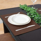 Linen Placemats Set of 8, Machine Washable, Heat Resistant, Wrinkle Free, Thick Polyester Kitchen Place Mats for Dining Table (Dark Brown)