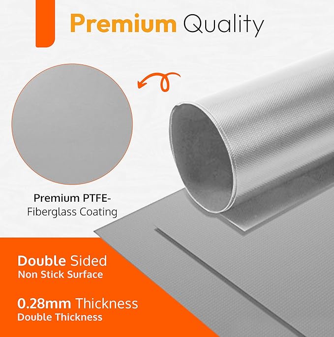 Silver Teflon Liner Roll for Ovens, Stovetops & Grills (75” x 17”) - Cut to Custom Fit - Versatile Non-Stick Teflon Mat, Can Use As Oven Liner, Grill Mat, Stovetop Cover, Baking Sheet, etc.