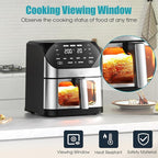 Air Fryer 6.2 QT Large Capacity Oilless Hot Air Fryers Oven 1500W Healthy Cooker with 10 Presets, Digital LCD Touch Screen, Visual Cooking Window, Non-Stick Basket, Included Recipe (Silver-L)