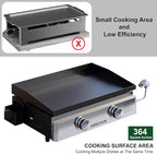 18 Inch Portable Gas Propane Griddle with Lid & Non-stick Ceramic Coated Baking Pan, Outdoor Tabletop Propane Grill for Cooking, Barbecue, Camping Tailgating