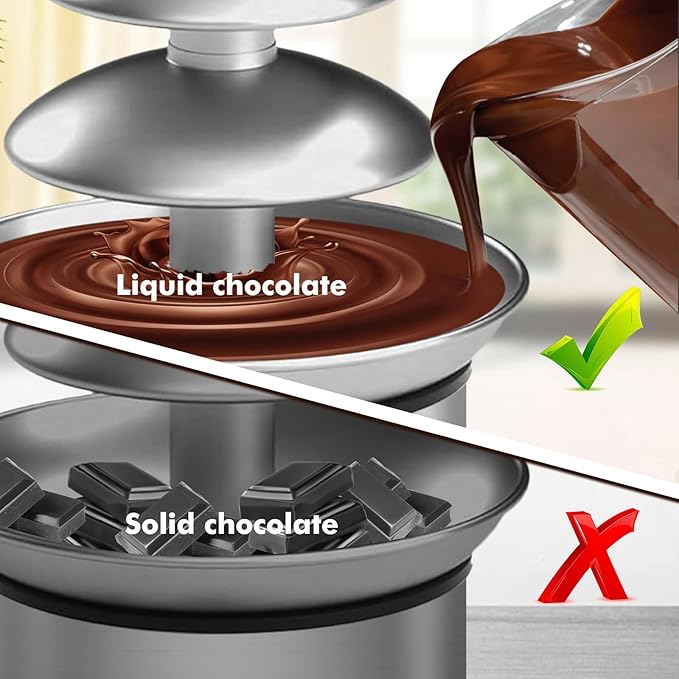 Chocolate Fountain Machine Electric Chocolate Fondue Fountain Machine Stainless Steel 4-Pound Capacity for Chocolate Candy Butter Cheese (4-Tier)