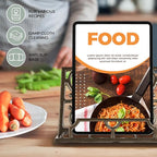 JOGREFUL Cookbook Stand, Cast Iron Heavy-Duty Recipe Book Holder, Kitchen Vintage Recipe Book Holder, Reading Rest Holder for Easel/Counter/Books/Magazine/iPad/Bible, Classic Coffee Gold