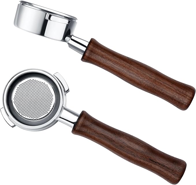 Normcore 58mm Bottomless Portafilter Fits Nuova Simonelli, Espresso Naked Portafilter with 18g Basket, Genuine American Walnut Handle