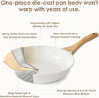 SENSARTE Nonstick Ceramic Frying Pan Skillet, 12.5 Inch Omelet Pan, Healthy Non Toxic Chef Pan, Induction Compatible Egg Pan with Heat Resistant Handle, PFAS-Free, White