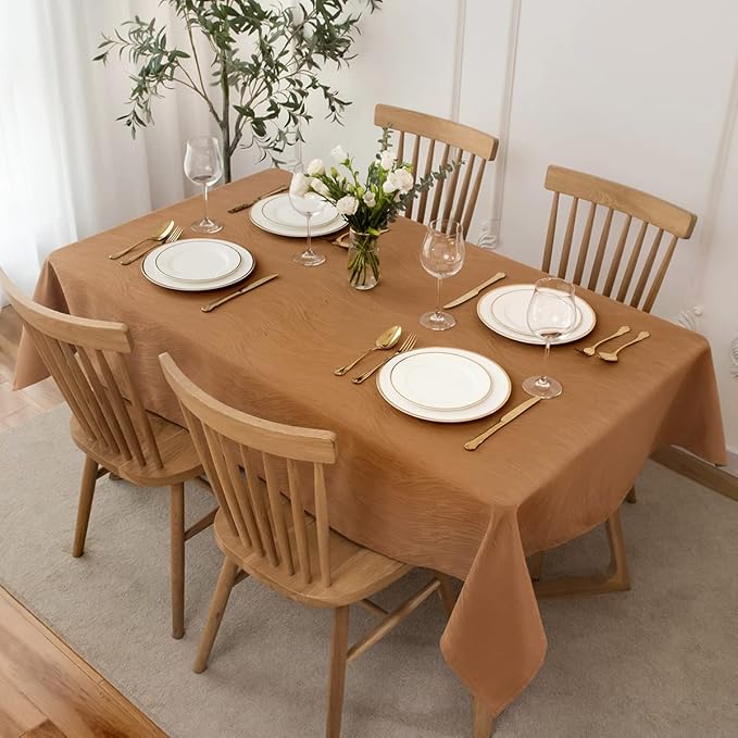 maxmill Harvest Swirl Design Table Cloth Waterproof Wrinkle Resistance Heavy Weight Soft Tablecloth for Fall Harvest Thanksgiving Dinning Tabletop Decoration Square 70 x 70 Inch, Fall Leaf