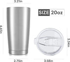20 oz Tumbler with Lid Stainless Steel Insulated Tumblers Bulk Double Wall Vacuum Cups Powder Coated Travel Mug Keep Drinks Cold and Hot, Stainless Steel, 4 Pack