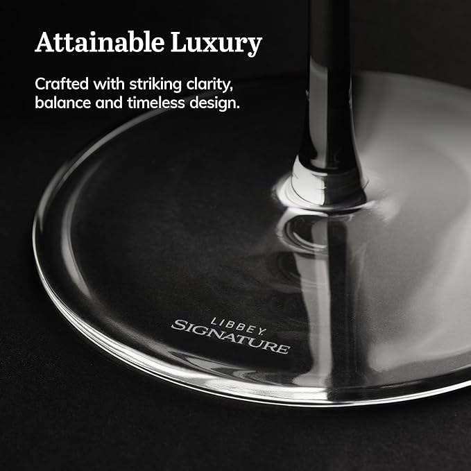 Libbey Signature Kentfield All Purpose Wine Glasses Set of 4, Red and White Long Stem Wine Glasses, Curvature Wine Glass Gift Set for All Occasions