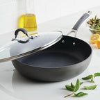 Circulon Radiance Deep Hard Anodized Nonstick Frying Pan /Skillet with Lid - 12 Inch, Gray