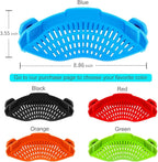 Clip On Strainer Silicone for all Pots and Pans,Pasta Strainer Clip on Food Strainer for Meat Vegetables Fruit Silicone Kitchen Colander