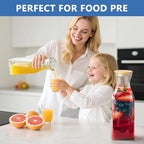 Set of 2 Square Glass Carafe, 1 Liter Beverage Serveware Carafe with Bamboo Lid, Water Bottles, Clear Glass Pitchers for Mimosa Bar, Milk, Juice, Lemonade(2 Bottles)