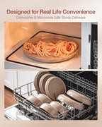 Famiware Milkyway Dinnerware Sets, 24 Piece Dish Set, Plates and Bowls Sets for 8, Cinnamon Brown