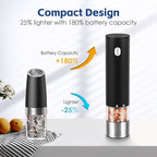 Vzaahu Electric Salt & Pepper Grinder Set Black & White Gorgeous Peppermill, Charging Indicator Light, Type-C Rechargeable, Long-lasting Battery-free, One-hand Operation, Home Cooking, Kitchen