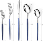 Mirror Silver Blue Silverware Set, 20-Piece Stainless Steel Flatware Set, Satin Finish tableware Cutlery Set, Service for 4, Home and Restaurant, Dishwasher Safe