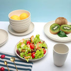 Wheat Straw Dishes Set for 4, Dinnerware Sets 16 piece, Unbreakable Plates, Bowls, Cups Sets for Kitchen Parties Camping RV - Multi-color