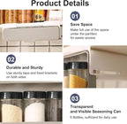 Seasoning Rack with 6 Seasoning Cans, Seasoning Storage Rack Pull-out Seasoning Rack with Seasoning Cans Kitchen Storage Rack Spice Rack Without Drilling (32 X 9.5 X 13.5 CM)