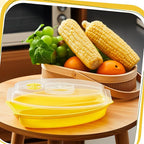 2 Pcs Microwave Corn Steamer with Lid for Frozen Corn Broccolini Vegetables on The Cob, Fast & Easy, 2 Pcs at Once, Vented Lid, Dishwasher Safe, Microwave Dishes Steamer Kitchen Tool (Yellow)