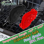 AUOON Clip On Strainer Silicone for All Pots and Pans, Pasta Strainer Clip on Food Strainer for Meat Vegetables Fruit Silicone Kitchen Colander (Gray)