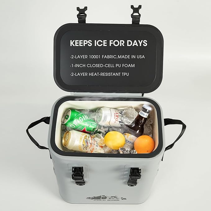 Magnetic Backpack Cooler Bag, Cold Retention Soft Coolers 30 Can Insulated Soft Sided Cooler with Waterproof Bag