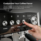 Kismile 15 Bar Espresso Machines with Grinder, Professional Espresso Maker with Removable Water Tank, Milk Frother Steam Wand for Latte&Cappuccino,Hot Water Function for Home (Black)