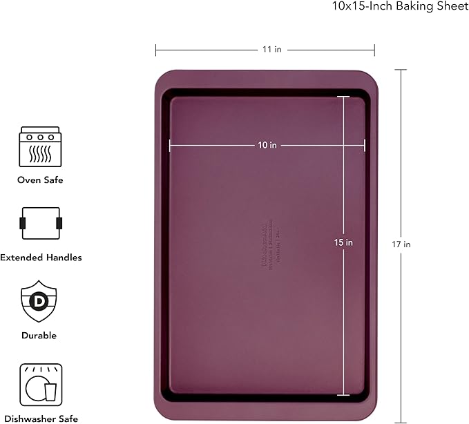 KitchenAid 10x15in Nonstick Aluminized Steel Baking Sheet, Beetroot