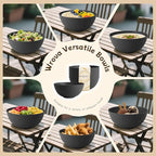 Black Cereal Bowls 40oz for Cereal Lover,Unbreakable Alternative Plastic Bowls Set of 6,Extra Thick Anti-Scald Bowl Sets suitable for Salad,Soup and Fruit.