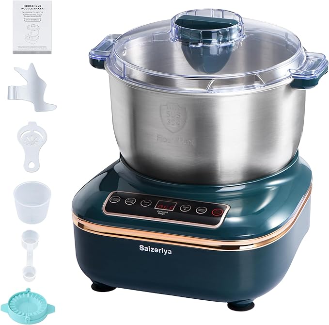 Electric Dough Maker with Ferment Function, 5L(4.5QT) Dough Mixer Machine with Stainless Steel Bowl, Flour Kneading Machine for Pizza Bread,onion green