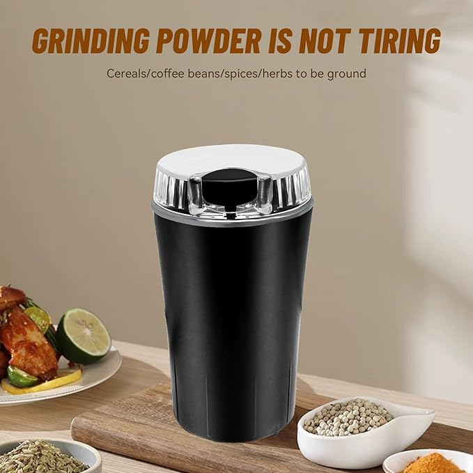 Small Coffee Grinder and Herb Grinder with 150W Powerful Motor & Anti-Skid Bottom, Designed for Grinding Spices, Nuts, and Coffee