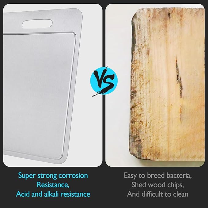 New Titanium Cutting Board with Grooves, Cutting Boards For Kitchen, Double-Sided Food-Grade Titanium Cutting Board For Cutting Meats, Fruits And Vegetables (9.84x5.9in)