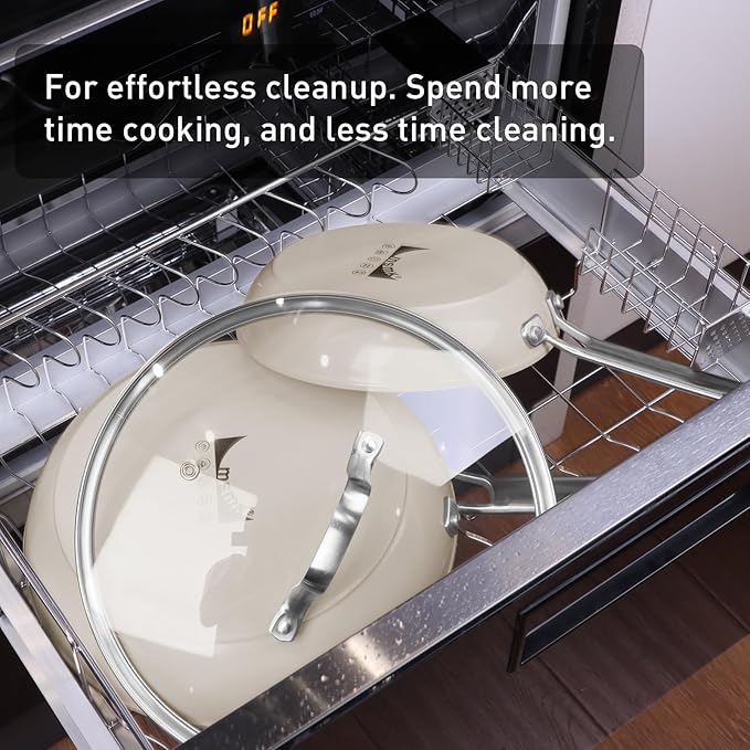 MsMk 5-Piece Non Stick Pans Set, 8, 10, 12 Inch Frying Pans, 10" and 12" with Tempered Glass Lids, PRO Heat Distribution, Stay-Cool Handles, Induction safe, Compatible with All Cooktops