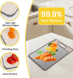 2-IN-1 Titanium Cutting Board for Kitchen Pure Titanium and Wheat Straw PP Scratch-Resistant 15.8x10.6 Inch, (Beige Titanium)