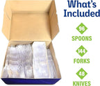 288 Count Diamond® Premium Clear Full-Size Cutlery - Includes 144 Forks, 96 Spoons, 48 Knives, Disposable Plastic Utensils, Plasticware, Silverware