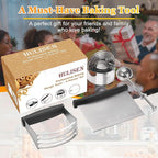 HULISEN Stainless Steel Biscuit Cutter Set, Flour Duster, Pastry Scraper and Dough Blender, Sturdy & Long-Lasting with Ergonomic Rubber Grip, Professional Baking Dough Tools, Gift Package (4 Pcs/Set)
