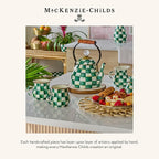 MACKENZIE-CHILDS Small Enamel Canister, Kitchen Storage Container with Lid, Green-and-White Emerald Check