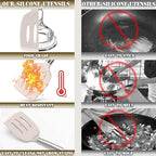 Umite Chef Silicone Kitchen Cooking Utensil Set, 43 pcs Spatula Set with Stainless Steel Handle, Non-stick Heat Resistant - Best Cookware Set-(Khaki)