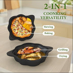 2-in-1 Wood Stove Steamer/Humidifier with Garlic Roaster & Saucepan Pot, Dual-Layer Design for Steaming, Baking, Stove Protection & Multi-Functional Cooking (1.4 Qt + Compact Size)